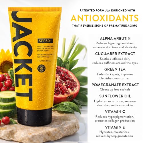 SPF 50 Mineral Sunscreen Lotion with Vitamin C Water Resistant 80 Min for Face & Body