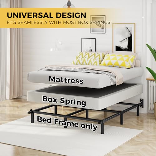 Queen Bed Frame - 7 Inch Heavy Duty Metal Platform with 9 Legs - Black, U.S. Standard