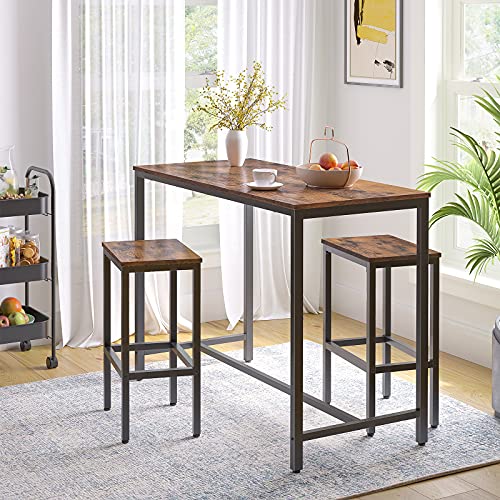 Rectangular Bar Table 47.2 Inch Pub Table Industrial Counter Height Dining Table - Rustic Brown & Black