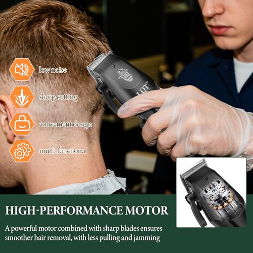 Men's Professional Hair Clippers & Beard Trimmer Set B3 - Ceramic T-Blade, LCD Display, Cordless