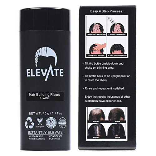 Black Hair Fibers for Thinning Hair 40g Bottle - Natural Keratin Concealer (Black)