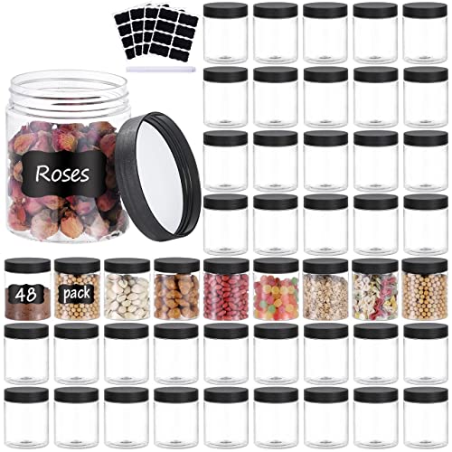 48 Pack Refillable Plastic Jars with Screw-On Lids for Food & Crafts