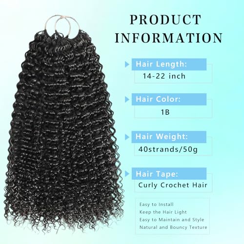 Celiarita Deep Wave Feather Crochet Human Hair Extensions 16 Inch 100g - Natural Color 80 Strands Boho Bundles for Black Women