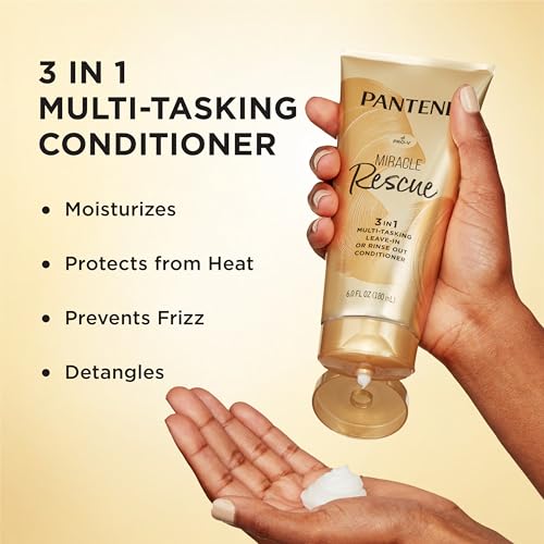Pantene Miracle Rescue 3-in-1 Leave-In, Rinse-Off Conditioner & Heat Protectant - 6 Fl Oz Pack of 2