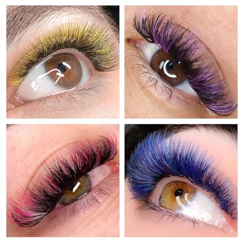 Colored Lash Extensions, 16 Rows Cashmere lash extensions, 0.07 C Curl 12-15mm Classic Lashes Extensions, Single Lash Extensions for Professional Salon Use(0.07-C-Pink Gradient 12-15mm£©