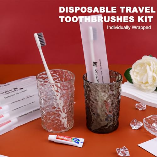 Disposable Toothbrushes with Toothpaste Set - 100 Pack Apricot Variations