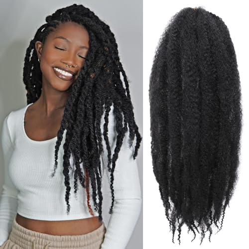18 Inch Marley Twist Braiding Hair - 8 Pack, 1B# Natural Black, Crochet Faux Locs