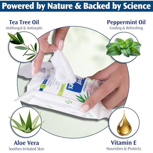 PediFix Tea Tree Ultimates Foot Wipes ? Natural Deodorizing & Cleansing with Tea Tree Oil, Peppermint & Aloe Vera for Odor & Sweat Relief
