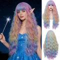 Women's Multi Color Rainbow Curly Wavy Wig 27'' Long Cosplay Halloween Party