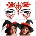 Face Gems, Face Jewels - Self Adhesive- Face Glitter Jewel Tattoo Sticker Festival Gems Rave Party Body MakeUp Rhinestone Gems for Eyes Face Body, face gems for festivals, Halloween (Red 68)