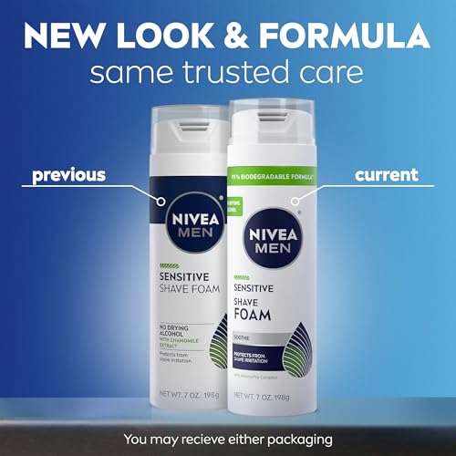Sensitive Shaving Foam for Men with VitaminPro Complex - Gentle, Alcohol-Free, 6 Pack