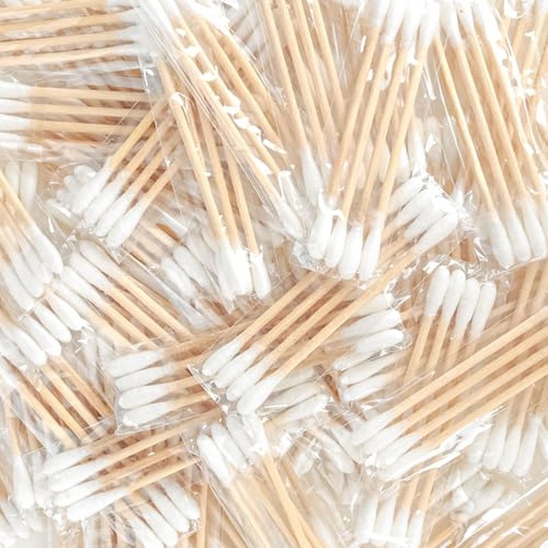 1200PCS Cotton Swabs Travel Size,Individually Wrapped Bulk Cotton Swabs Double Tipped Wood Stick,Cotton Buds for Ear Make Up Hotel Daily Cleaning Pet Care Arts Crafts(4Pcs Per Bag,300 Bags)