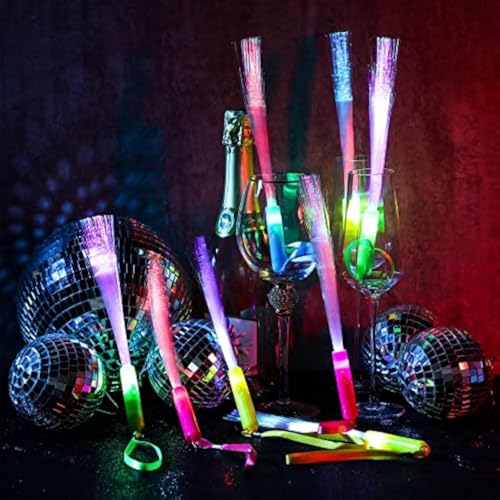 200 Pcs Fiber Optic LED Glow Sticks with Batteries - Party & Event Wands