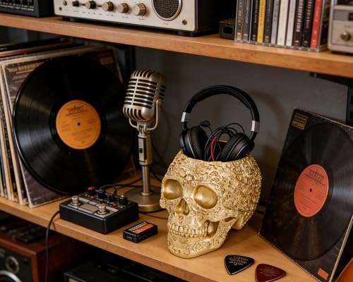 Gold Skull Decorative Bowl Gothic Gift - Artistic Resin Centerpiece