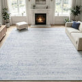 Blue Washable Area Rug 8x10 ft Non-Slip TPE Backing for Living Room