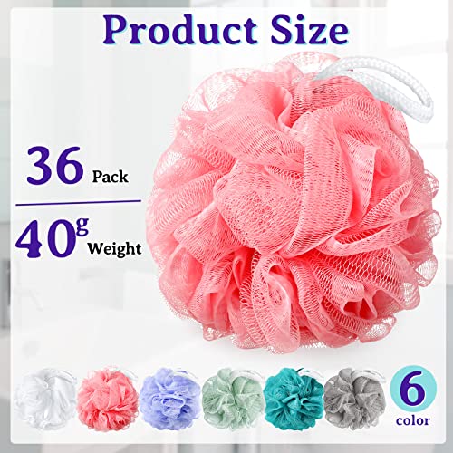 Umigy 36 Pcs Colorful Mesh Bath Loofahs Bulk Exfoliating Body Scrubbers for Men & Women