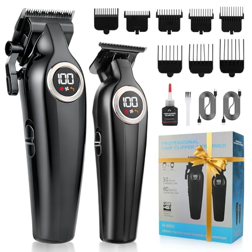 Cordless Hair Clippers for Men with LED Display - Professional Trimmer Set Black1