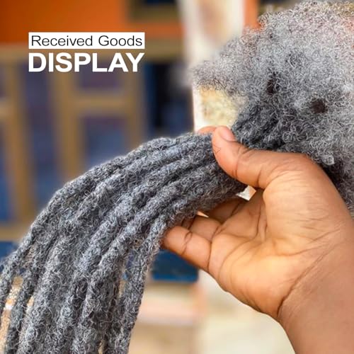 Salt and Pepper Loc Extensions - Grey Black 0.6cm 8 Inch 30 Strands Handmade Human Hair