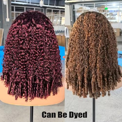 Burmese Curly Half Wig Human Hair - 14 Inch Glueless Flip Over Style, 200% Density, Headband, Beginner Friendly