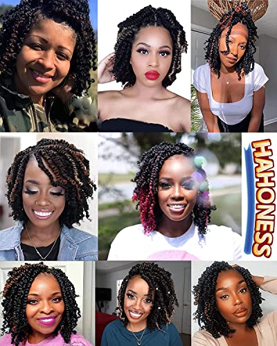 Pre-twisted Passion Twist Crochet Hair 10 Inch 8 Pack Ombre Black Blonde Brown - Soft & Bouncy Synthetic Extensions T1B/30/27
