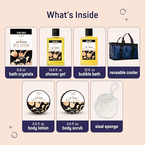 Sandalwood Luxury Men’s Grooming Gift Set - 7-Piece Body Wash, Lotion & More