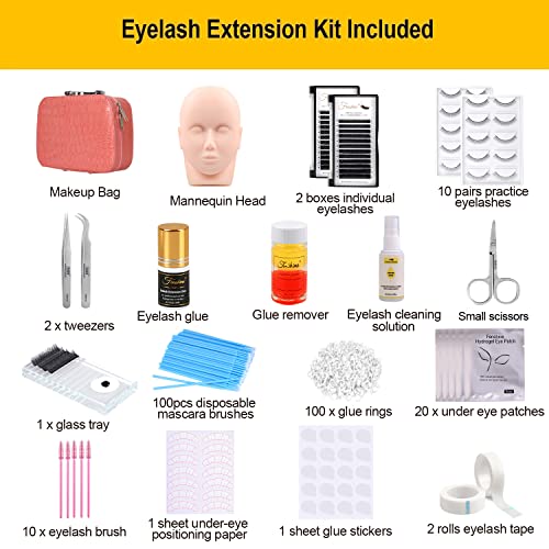 Fenshine Eyelash Extension Kit with Mannequin Head & Professional Tools