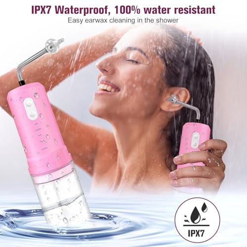 Pink Electric Ear Wax Removal Kit with 4 Pressure Modes & Reusable Tips