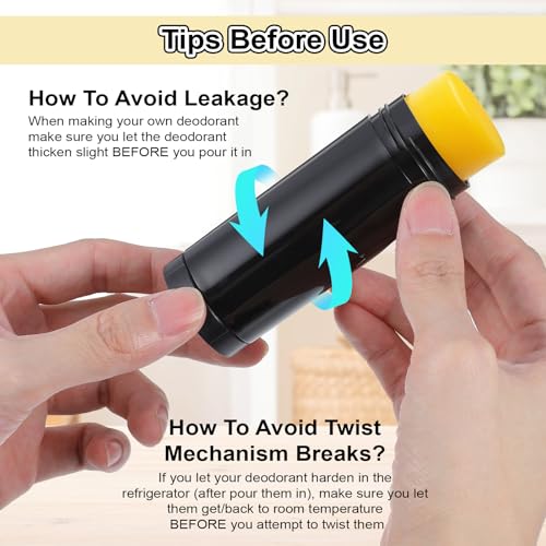 20 Pcs Plastic Deodorant Containers, Empty Round Twist-Up Solid Stick Tube Container for Homemade Deodorant, Shaving Soap Stick, Heel Lip Balm, Solid Lotion Bars-Top Filling (Black, 2 oz/60ml)