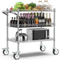 Leteuke 3-Tier Heavy Duty Rolling Utility Cart - Matte Chrome Wheels