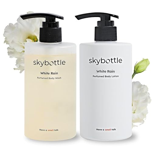 skybottle Daily body care routine combo, Refreshing body wash, shower gel, Moisturizing body lotion for dry skin Perfumed with White Rose Lilac Scent, for Women & Men, 10.1Fl.Oz