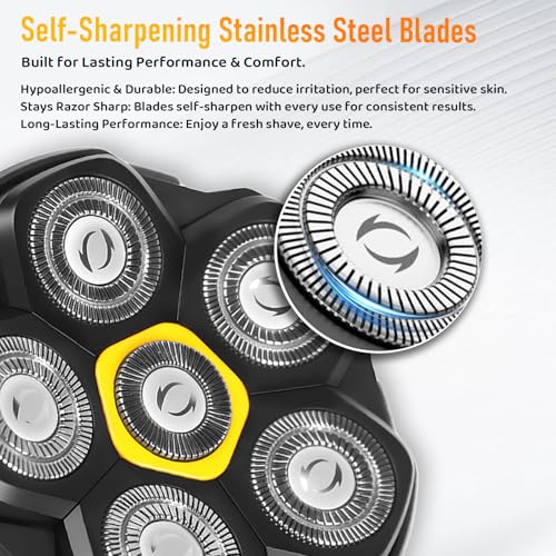 Magnetic 6D Shaver Replacement Heads ? Universal Compatible with Kensen,DOAO,NIWUIO,Ufree,Solimpia & Most Most 6D Magnetic Electric Shavers for Bald Men & Face Shaving (3-Pack)