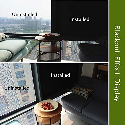 VELIMAX Black Static Cling Window Film Room Darkening Privacy Cover - 35.4 x 314.9 inches