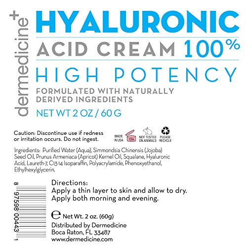 Hyaluronic Acid Face Cream with Jojoba & Apricot Oil for Hydration & Aging Skin
