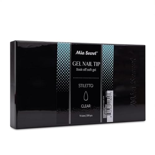 Mia Secret Soak off CLEAR Soft Gel Nail Tip MADE IN USA for Salon and DIY (Clear 504 Tips, Stiletto)