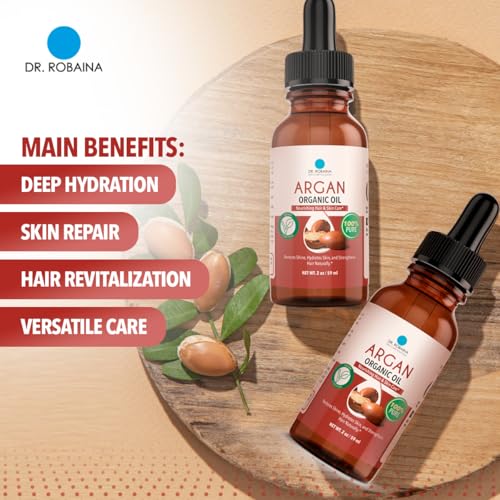 Pure Moroccan Argan Oil 2 fl oz - Cold-Pressed, Fast-Absorbing Hair & Skin Moisturizer - Variation 1 Unit