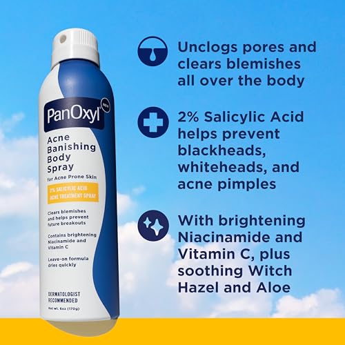 PanOxyl Acne Banishing Body Spray 6 Oz Pack of 2 - Salicylic Acid, Skin Brightening
