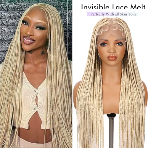 Lady Miranda Full Lace Box Braid Wig for Black Women, 34-Inch Natural-Looking Synthetic Hair
