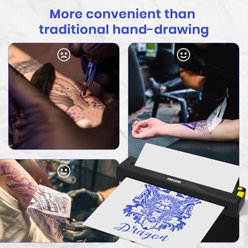 Wireless Tattoo Stencil Printer with Transfer & Thermal Paper, Bluetooth Inkless