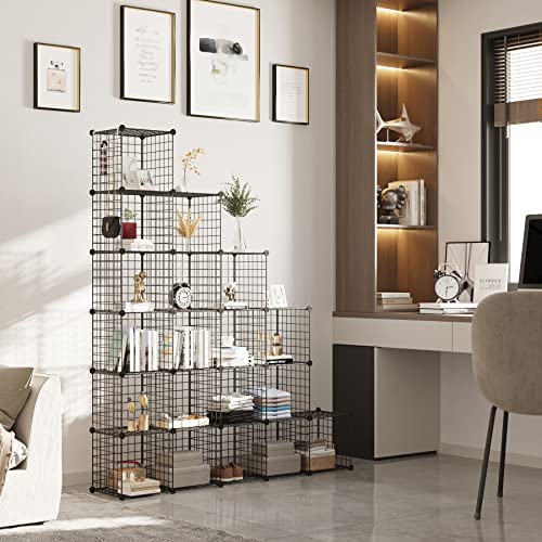 C&AHOME Black Wire Cube Storage Organizer - 20-Cube Metal Shelving Unit