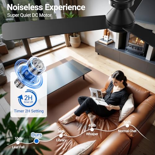 52 Inch Ceiling Fan with Lights Remote Control Dimmable Wind Speed Reversible