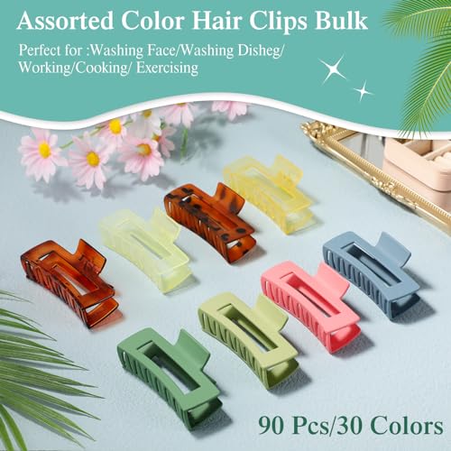 60 Pcs Hair Claw Clips Bulk - Large 4.1 Inch Rectangle Hair Accessories for Women - Multicolor