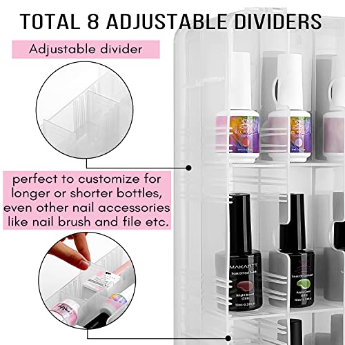 Makartt Clear 48-Bottle Nail Polish Organizer Holder with Adjustable Sections