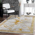 Glory Rugs 5' x 7' Cream & Gold Modern Abstract Area Rug for Living Room