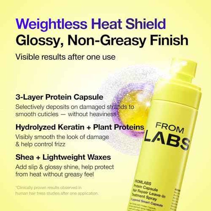 FROM LABS Protein Capsule Leave?In Treatment Spray, Lightweight Hydrating Mist for Heat Protection (Up to 428¡ÆF / 220¡ÆC), Frizz Control & Split Ends Repair, Color?Safe, Fine?Hair Friendly, 5.07 fl oz