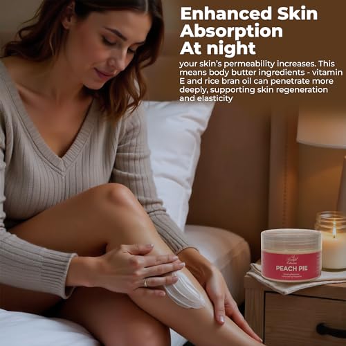 Peach Scent Body Butter - Long-Lasting Hydrating Moisturizer with Jojoba Oil 8oz