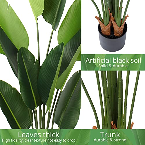 5 Ft Tall Artificial Bird of Paradise Plant - Faux Banana Leaf Tree for Indoor Outdoor Decor