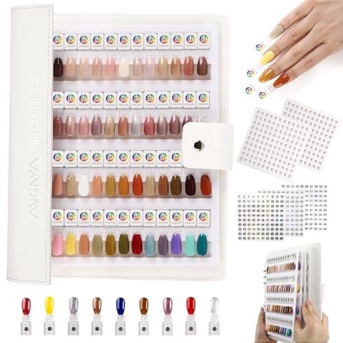 ANGNYA Magnetic Nail Swatch Book for Salon - White, 144 Colors