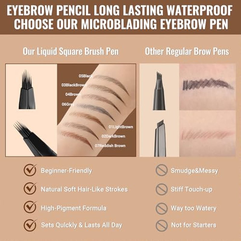 iMethod Eyebrow Pen - Eyebrow Pencil,2-in-1 Eyeliner Dual-Ended Brush-Tip Microblading 4d Eyebrow Pencils for women,Long Lasting Waterproof Hair-Like Brow Pencil,with Eyebrow Brush,DarkBrown