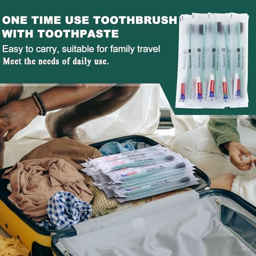 Disposable Toothbrushes with Toothpaste, 60 Pack Green – Xuezoioy