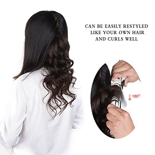 20-Inch Clip-In Hair Extensions Remy Human Hair Blue Balayage - 4 Pieces, T1B/Blue, 83g